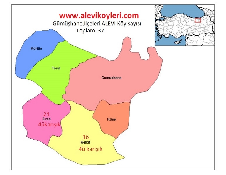 Alevi Köyleri Haritası (İllere göre) 19