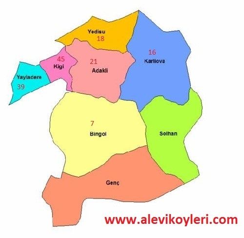 Alevi Köyleri Haritası (İllere göre) 2