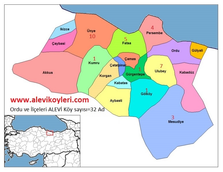 Alevi Köyleri Haritası (İllere göre) 28