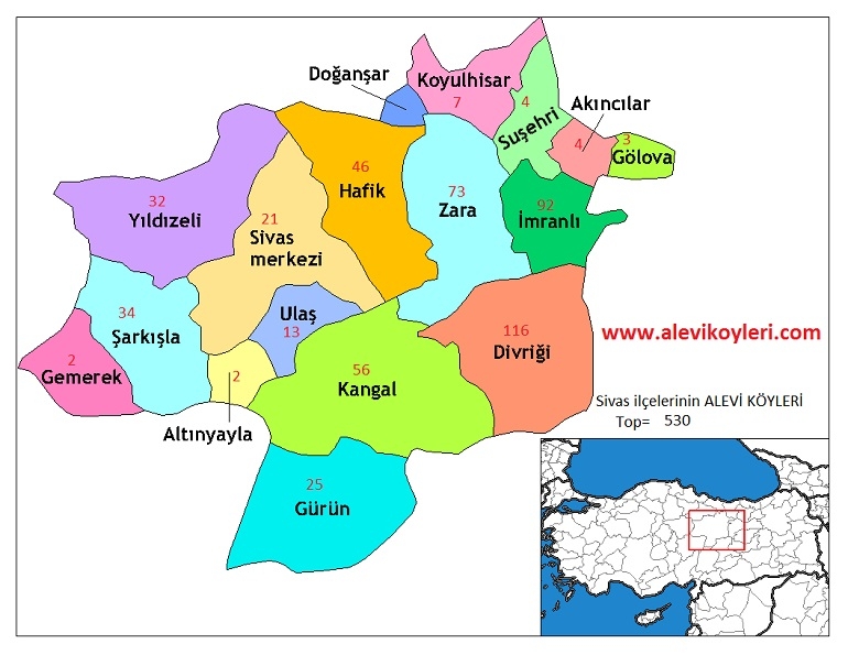 Alevi Köyleri Haritası (İllere göre) 29