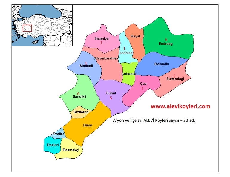 Alevi Köyleri Haritası (İllere göre) 3