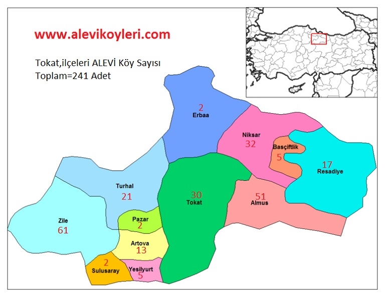 Alevi Köyleri Haritası (İllere göre) 30