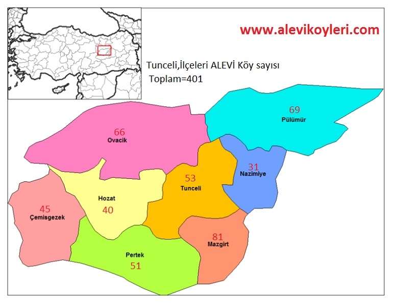 Alevi Köyleri Haritası (İllere göre) 31