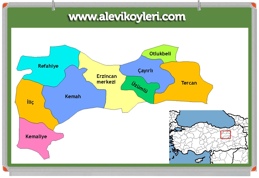 Alevi Köyleri Haritası (İllere göre) 54