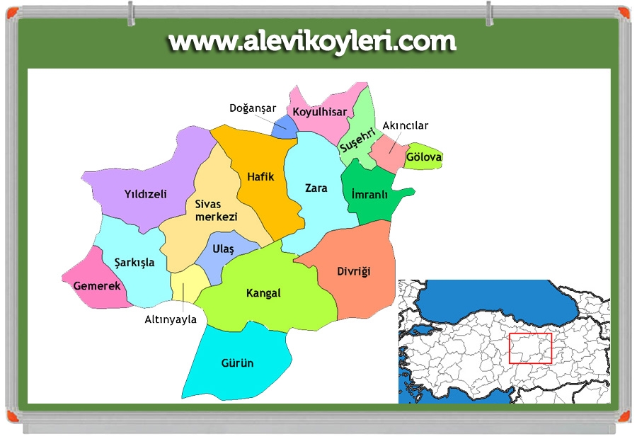 Alevi Köyleri Haritası (İllere göre) 70