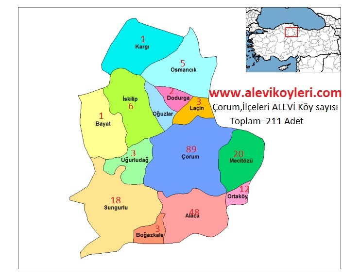 Alevi Köyleri Haritası (İllere göre) 8