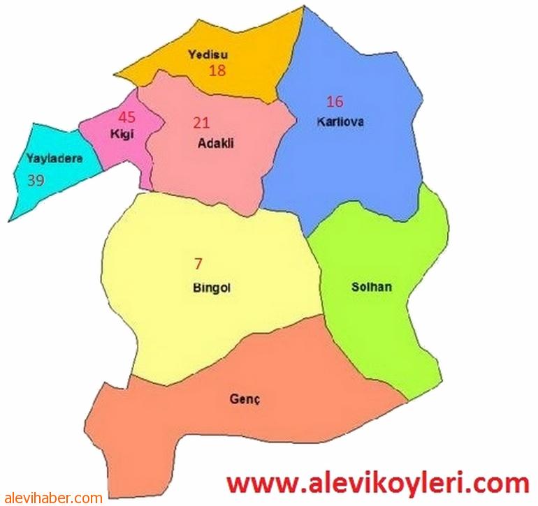 Bingöl Alevi Köyleri Haritası