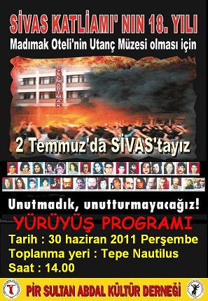 2 Temmuz 1993 Sivas Katliamının 18.Yılı Anma Etkinlikleri İstanbul Programı