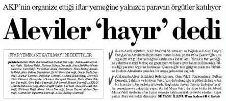 Aleviler 'hayır' dedi