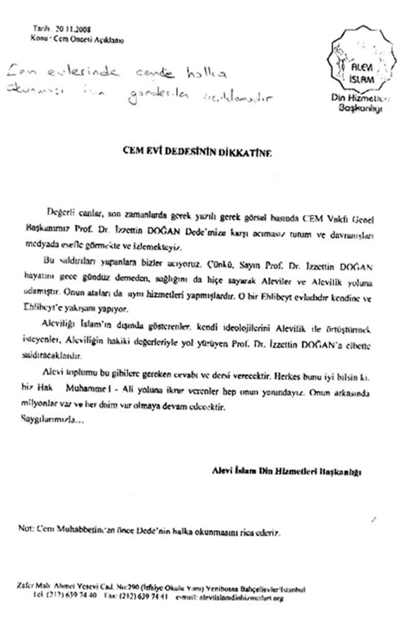 "İzzettin Dedenize Sahip Çıkın" Faksı