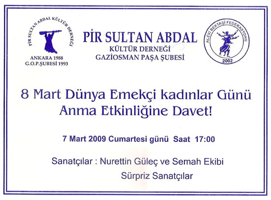 8 Mart Dünya Emekçi Kadınlar Günü Etkinliğine Davet