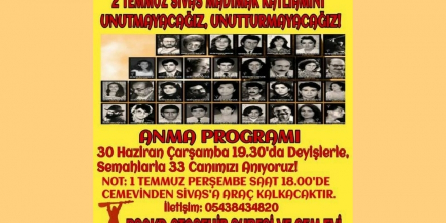 PSAKD Ataşehir Şubesi ve Cemevi, Sivas Katliamı anma programını açıkladı