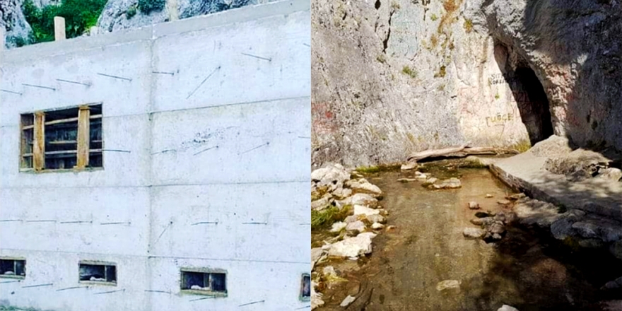 Sarız’da Aleviler için kutsal olan ziyaret alanına yapılan istinat duvarı yıkılıyor