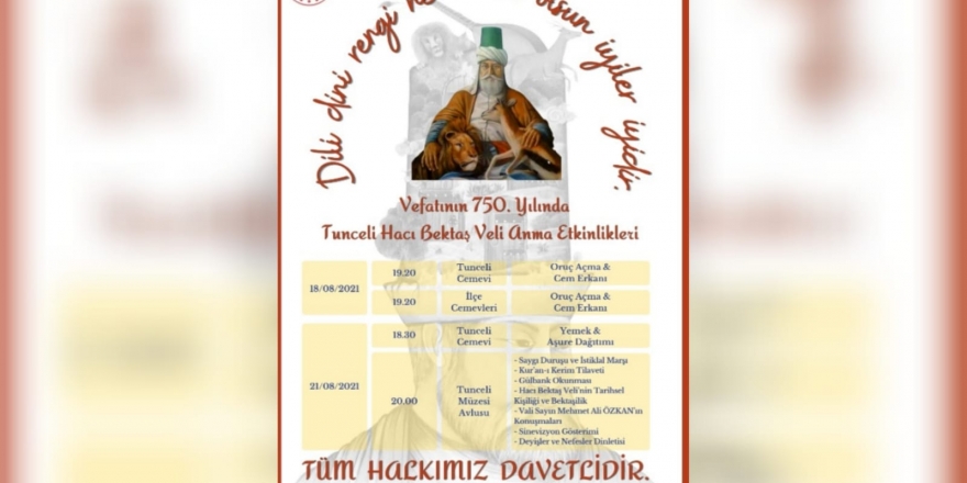 Valilik, bugün Tunceli Cemevinde oruç açma yemeği veriyor