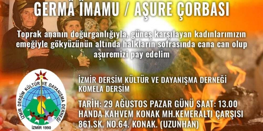 İzmir Dersim Kültür ve Dayanışma Derneği aşure lokması paylaşacak