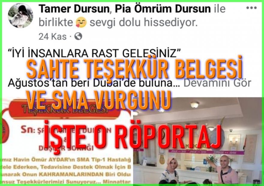 "Sahte Teşekkür Belgesi" sunan Tamer Dursun SMA vurgunu mu yapıyor?