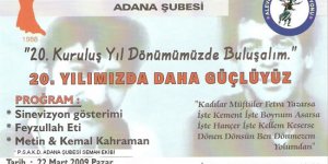PSAKD Adana Şube 20. Kuruluş Yıldönümü Etkinliği