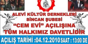 Alevi Kültür Dernekleri Sincan Şubesi Cem Evi Açılıyor