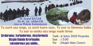 Düzgün Baba Cemevi’nde 6 Şubat’ta Xızır Cemi bağlanacak