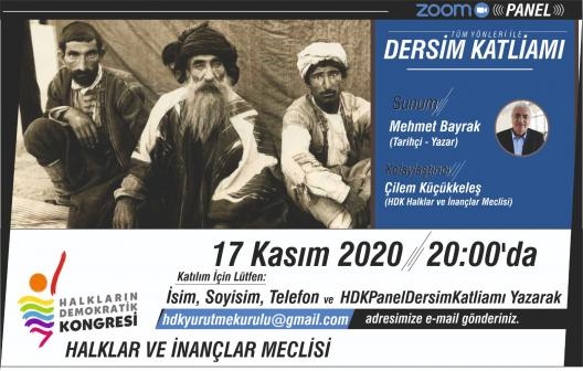 ‘Tüm yönleriyle Dersim Katliamı’ paneli zoom üzerinden saat 20.00’de
