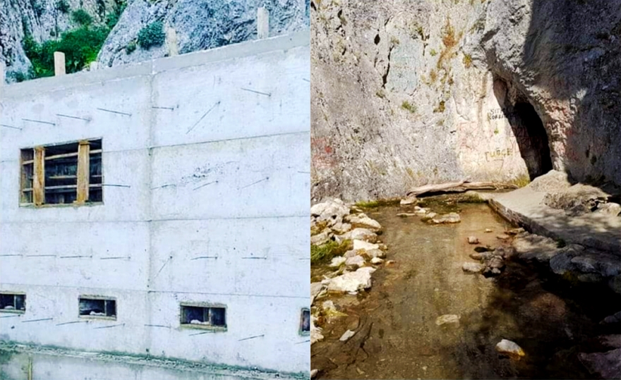 Sarız’da Aleviler için kutsal olan ziyaret alanına yapılan istinat duvarı yıkılıyor