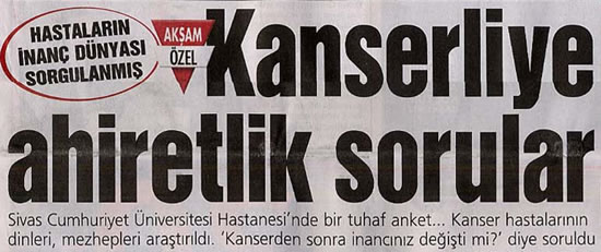 Kanser hastalarına 'dini' ankete soruşturma