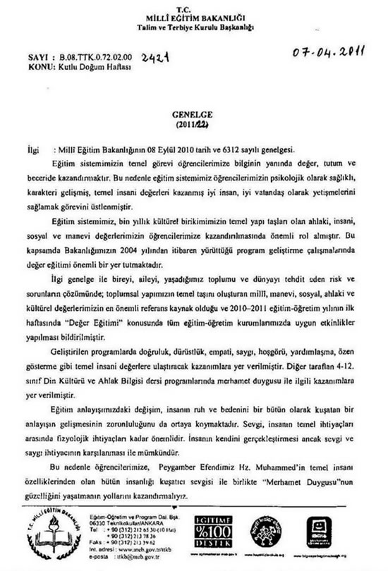 'Kutlu Doğum' okullarda