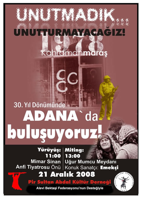 30. yıldönümünde Maraş katliamına karşı miting