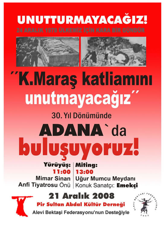 "Büyük Alevi Mitingi" 21 Aralık'ta Adana'da 