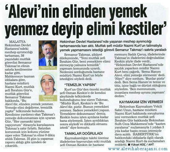 'Alevi'nin elinden yemek yenmez deyip elimi kestiler'