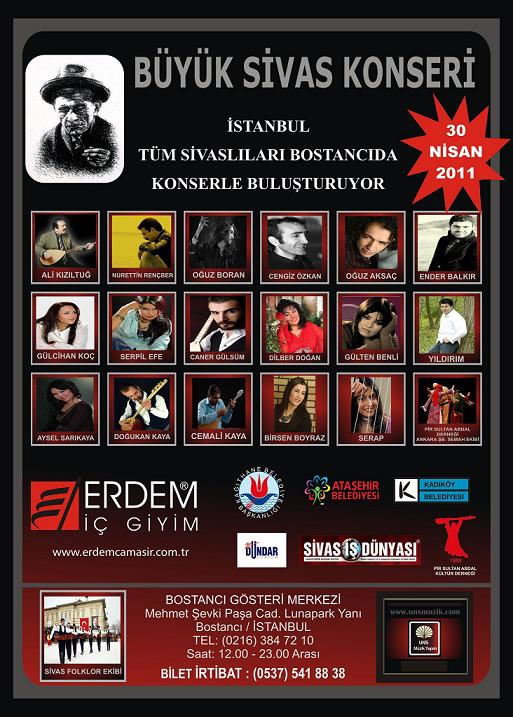 Büyük Sivas Konseri 30 Nisan'da Bostancı'da